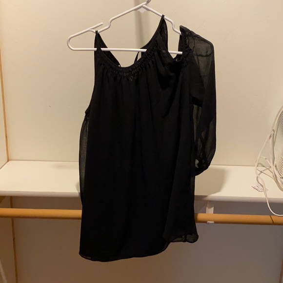 Very Fun sheer Black dropped shoulder tank blouse - Picture 2 of 5